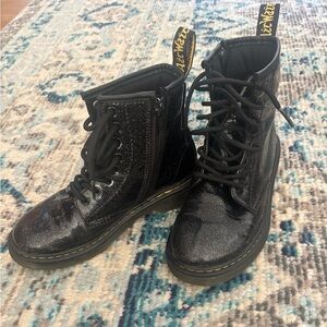 Dr. Martens Black Glitter Lace-Up Boots